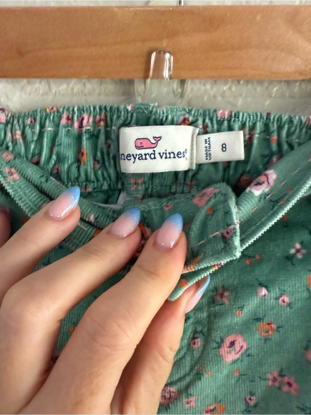 Vineyard Vines Green Floral Corduroy Girls' Pants